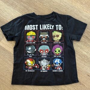 Marvel Guardians of the Galaxy Black Tee with Character  Graphics, size XS